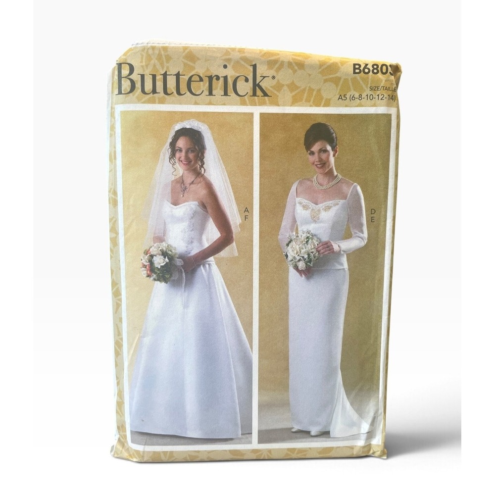 Butterick B6803 Bridal Wedding Gown Dress Top Skirt A5 (6-8-10-12-14) Uncut FF